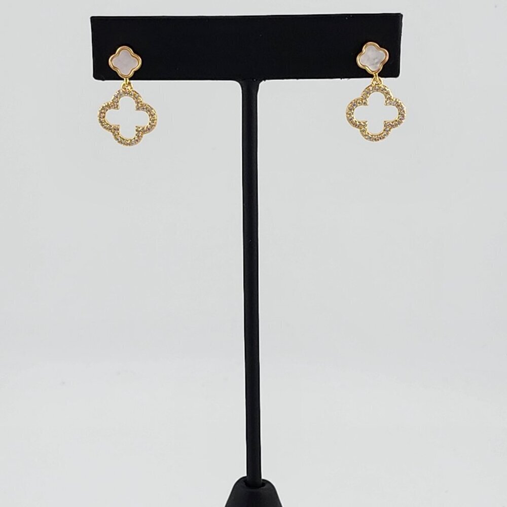 Brand New Brazilian 18k Gold Filled Double Clover Earrings - Picture 2 of 9